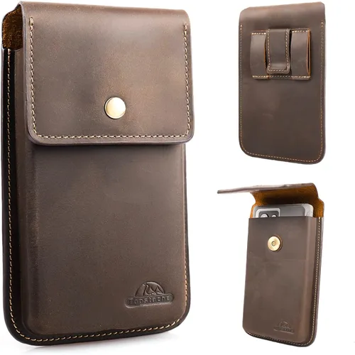 Vista 8 de Topstache Funda grande de cuero para cinturón, funda de celular con clip para cinturón para S23 S22, bolsa de cuero para iPhone 14 Pro, 14