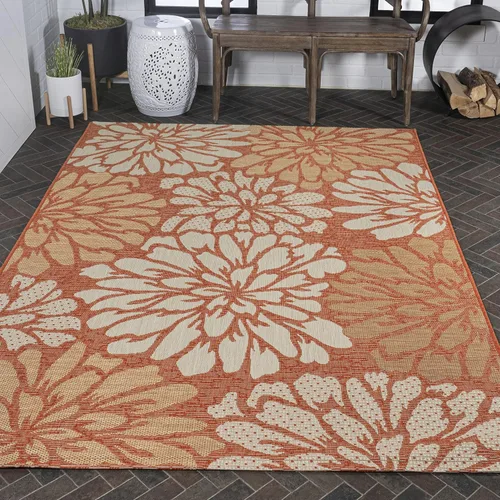 Vista 19 de Eyely BMS110I-28 Santa Monica Zinnia - Alfombra moderna con textura floral para interiores y exteriores, estilo costero, glamour, dormitorio, patio