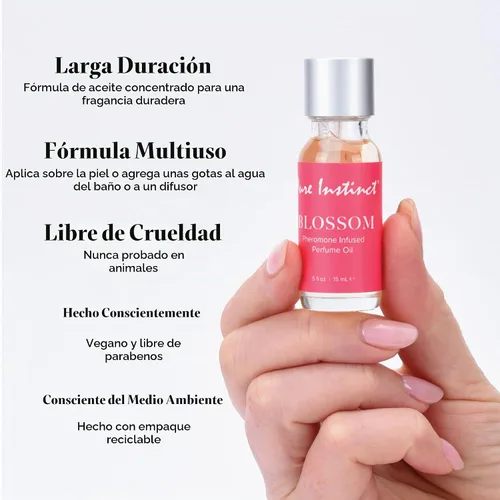 Vista 5 de Pure Instinct BLOSSOM - Perfume de aceite esencial con infusión de feromonas original, para sus mujeres, listo para la TSA