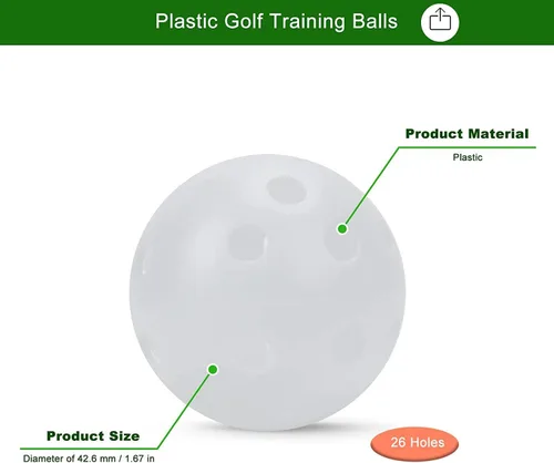 Vista 2 de Pelotas de golf de práctica, paquete de 100 pelotas de golf de plástico huecas de flujo de aire, entrenamiento o campo de conducción, práctica