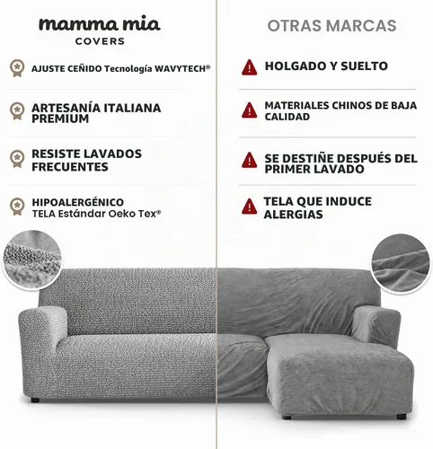 Vista 8 de PAULATO BY GA.I.CO. Funda de Sofá Seccional - Funda para Sofá en Forma de L con Chaise - Fundas Lavables para Sofá Esquinero - Funda Elástica