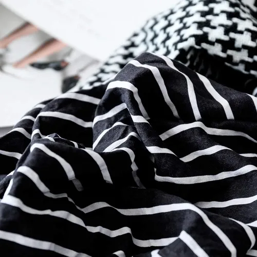Vista 5 de LAMEJOR - Juegos de fundas de edredón, reversible, estampados a rayas, ropa de cama de lujo, suave, funda de edredón de microfibra
