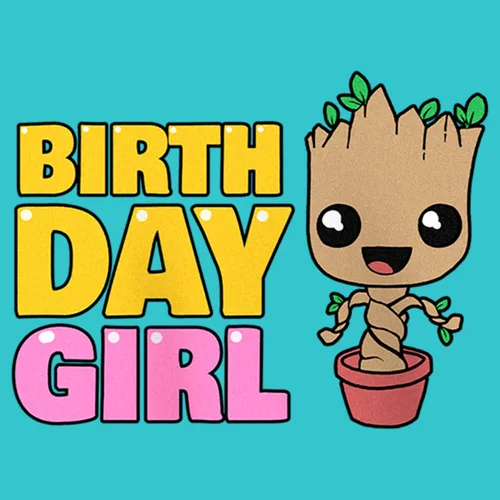 Vista 2 de Fifth Sun Marvel Classic Guardians of The Galaxy Birthday Groot - Camiseta de manga corta para niñas