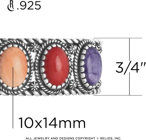 Vista 3 de American West - Pulsera de plata de ley para mujer, diseño de piedras preciosas múltiples, tallas S, M o L