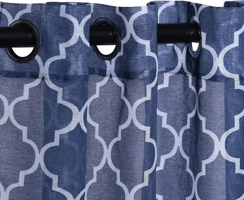 Vista 2 de Superior Cortinas de jacquard en cascada metálicas, detalles de ventana, sólidas, texturizadas, modernas, de transición, estilo tradicional