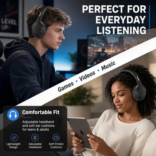 Vista 8 de MIDOLA - Auriculares Bluetooth sobre la oreja, auriculares inalámbricos de 68 horas de reproducción con micrófono, 6 modos de ecualización, graves