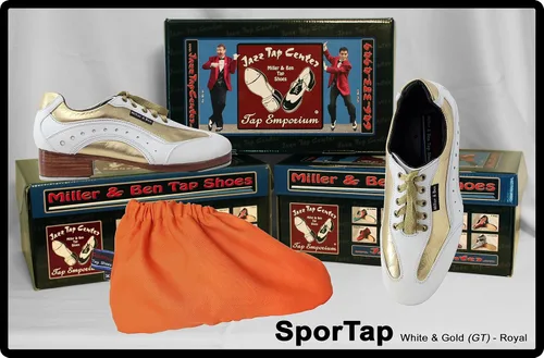 Vista 5 de Miller & Ben Tap Shoes SporTap White & Gold Professional Tap Shoes