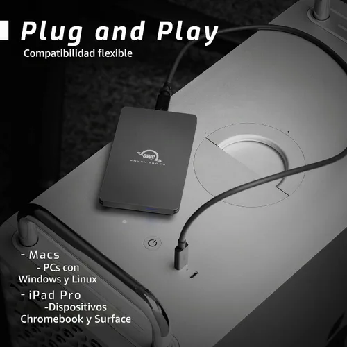 Vista 5 de OWC 480GB Envoy Pro FX Unidad SSD Externa Portátil Resistente NVMe M.2 Thunderbolt 3, USB3.2 USB-C, velocidades de hasta 2800MB/s, resistente a