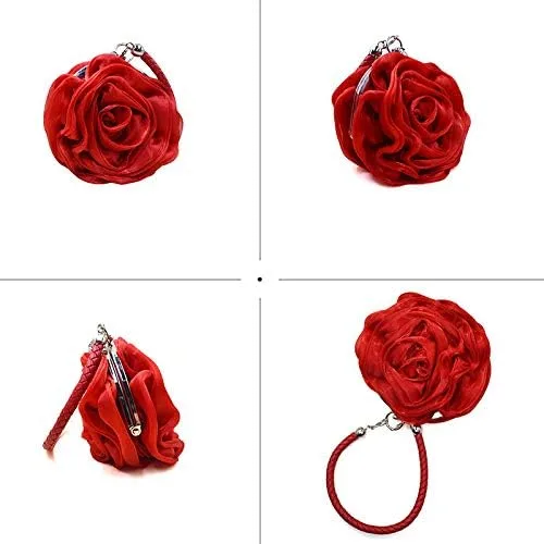 Vista 6 de Buddy - Bolso de mano de satén suave para mujer, con forma de rosa, para boda, fiesta