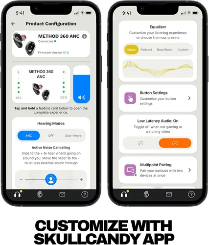 Vista 8 de Skullcandy Method 360 ANC Auriculares Inalámbricos, Sonido por Bose, Auriculares Bluetooth, Cancelación de Ruido Premium, Hasta 40 Horas de Batería