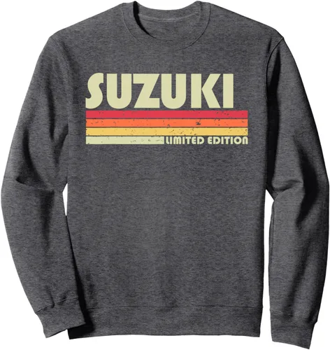 Vista 4 de Suzuki - Sudadera retro vintage con nombre japonés, Negro