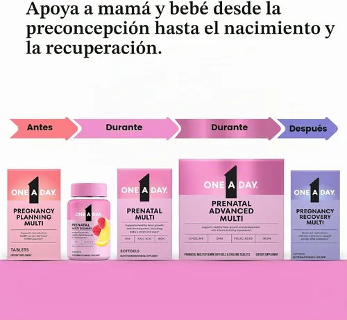 Vista 7 de One A Day Vitaminas prenatales para mujeres, gomitas - Vitaminas para el embarazo para mujeres con ácido fólico, DHA, yodo, gomitas prenatales, sin