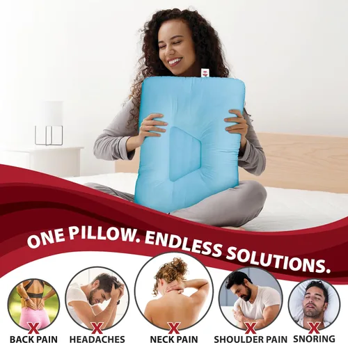 Vista 2 de Almohada cervical ergonómica Tri-Core para alivio del dolor de cuello Azul