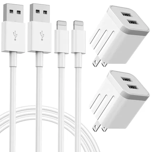 Vista 11 de Paquete de 2 cargadores para iPhone, cargador de pared para iPhone 14, bloque de adaptador USB-A de doble puerto con cable de carga rápida USB A a