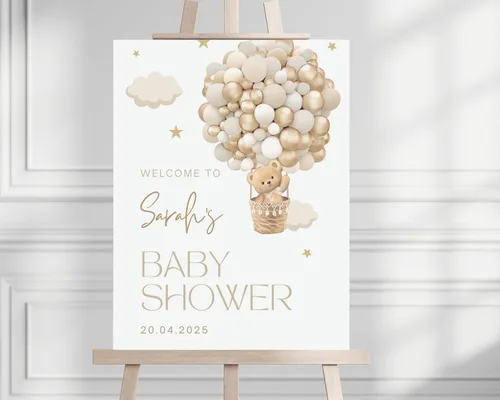 Vista 19 de Letrero de bienvenida de safari para baby shower, plantilla de cartel de baby shower, baby shower de género neutro, letrero editable de baby shower