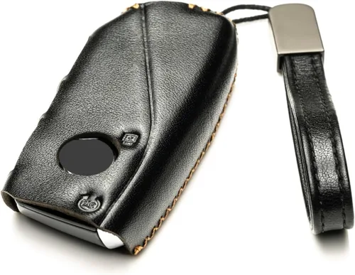 Vista 2 de Vitodeco Funda protectora de cuero genuino para llavero compatible con BMW modelos 2023-2026 4 botones Negro
