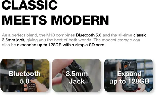 Vista 5 de AGM M10 - Teléfono con tapa resistente para T-Mobile, 4G LTE Dual SIM, IP69K impermeable Large Tactile Buttons, Bold Fonts, Predictive Text
