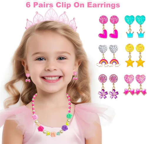 Vista 4 de Conjuntos de joyas para niñas pequeñas, accesorios de vestir, juego de juguete para niños pequeños