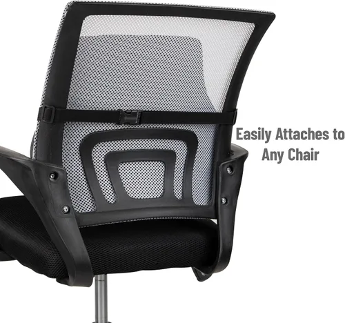 Vista 5 de Mind Reader Cojín de apoyo lumbar para silla de oficina y asiento de automóvil, espuma viscoelástica y núcleo de gel refrescante, tecnología