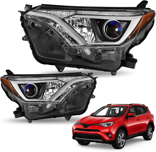 Vista 12 de JSBOYAT Conjunto de faros halógenos de repuesto para faros RAV4 2016 2017 2018, no compatible con modelo LED, lado derecho del pasajero y lado
