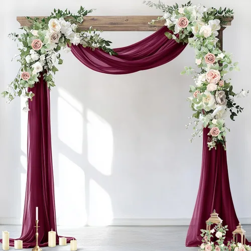 Vista 17 de Socomi Tela para Arco de Boda 1 Panel 29" x 19 Pies Gasa Chifón Transparente Azul Bebé Cortinas 6 Yardas para Ceremonia de Boda Decoración de Fiesta