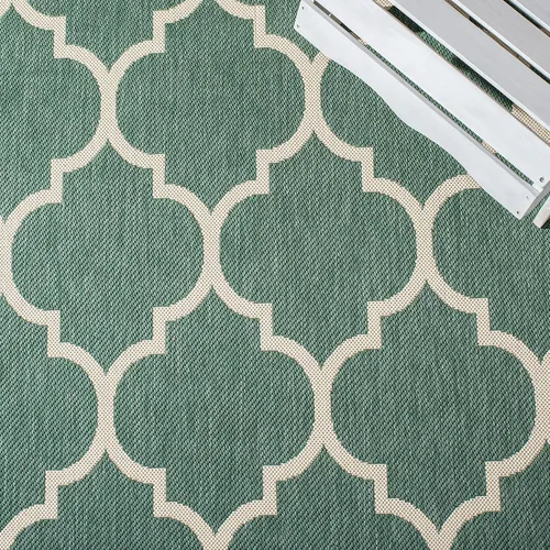 Vista 4 de SAFAVIEH Courtyard Collection - Alfombra decorativa de 2 x 3 pies 7 pulgadas, verde oscuro y beige, no desprende pelusa y de fácil cuidado