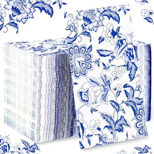 Vista 11 de 150 servilletas florales de Navidad de 3 capas desechables de papel para invitados, servilletas para baño, Navidad, vacaciones, boda, aniversario