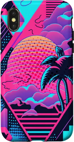 Vista 5 de iPhone 16 Retro Vaporwave Vibes - Funda para amantes de la nostalgia de la música de los años 90