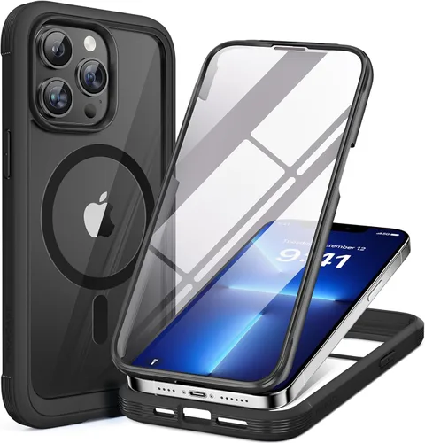 Vista 230 de Miracase - Funda magnética para iPhone 13 Pro Max de 6.7 pulgadas (compatible con MagSafe), transparente, completo, protector de pantalla de vidrio