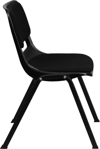 Vista 6 de EMMA + OLIVER Silla apilable ergonómica acolchada negra para estudiantes - aula/silla de invitados