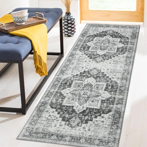 Vista 14 de FairOnly Alfombras lavables de 2 x 3 pulgadas, alfombra antideslizante de pelo bajo, alfombra de piso con estampado envejecido, alfombra de área