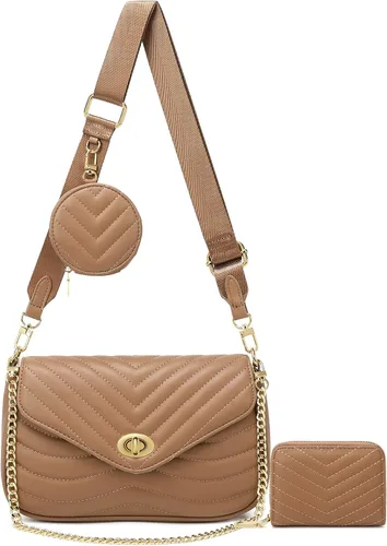 Vista 13 de JEEHAN - Bolsos bandolera acolchados para mujer, bolsos de hombro de diseño, monedero pequeño
