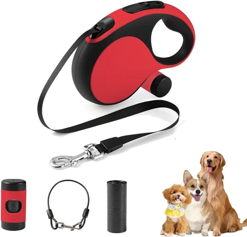 Vista 10 de Correa retráctil para perro con cable a prueba de mordidas, correa duradera para caminar para perros grandes, medianos y pequeños de hasta 110 Azul