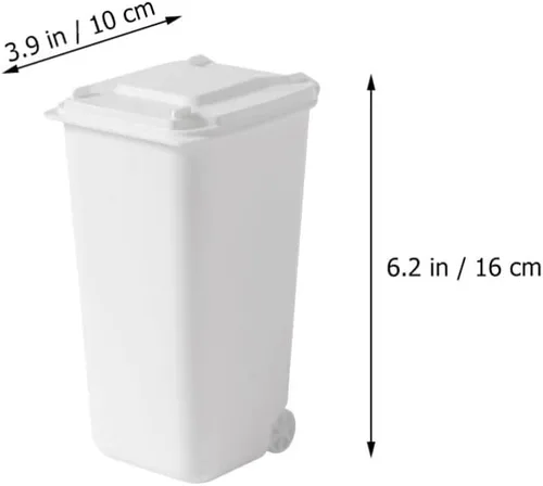 Vista 2 de GANAZONO Mini basurero de escritorio con tapa, organizador pequeño para bolígrafos, almacenamiento compacto de mesa, 6.29 x 3.93 x 2.55 pulgadas