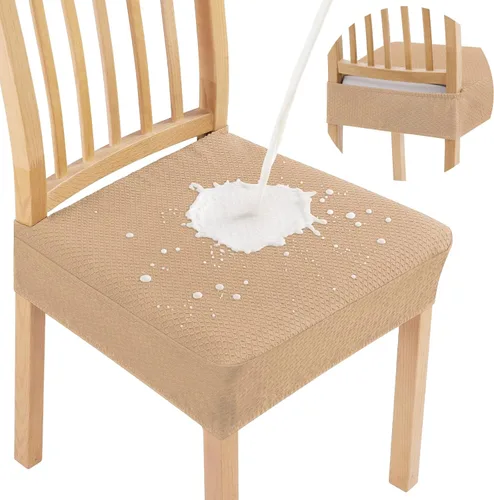 Vista 21 de Smiry Juego de 2 fundas de asiento impermeables para sillas de comedor, tela jacquard elástica, extraíble y lavable, fundas protectoras de asiento