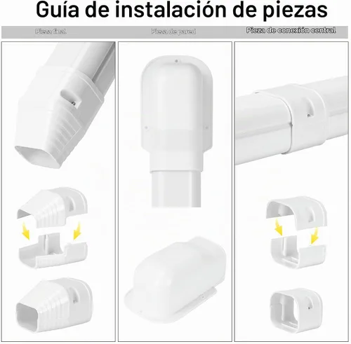 Vista 3 de 3" 7.5 ft Mini Split Line Set Cover, AC Lineset Cover Kit para Unidad Exterior Decorative PVC Paintable Line Cover Kit for Mini Split Air