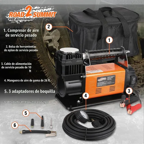 Vista 12 de Kit de compresor de aire portátil de 12 V resistente que infla 6.35 CFM (180 L/min), máximo 150 PSI, kit de compresor de aire todoterreno
