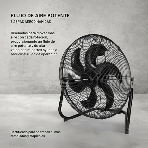 Vista 3 de Taurus FLASH - Ventilador industrial de piso de 20 pulgadas, ventilador de parrilla de metal de alta velocidad con cuchillas de plástico