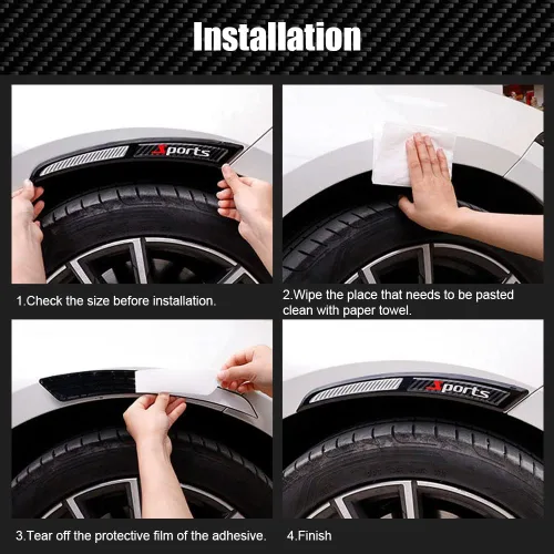 Vista 8 de 2 piezas de protectores de guardabarros autoadhesivos universales para rueda de coche, tiras de goma anticolisión, para parachoques lateral