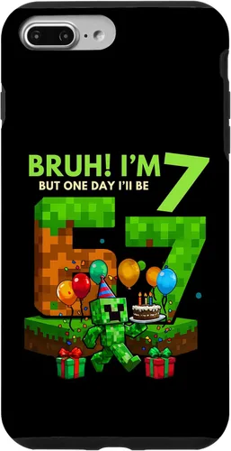 Vista 12 de Bruh I'm 7 But One-Day I'll Be 67 Retro 7th Birthday Kids Case for iPhone 17