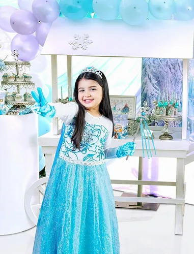 Vista 5 de Esvaiy Vestido de princesa Elsa para niñas, disfraz de Halloween, fiesta