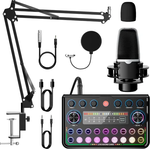 Vista 10 de SINWE Paquete de equipos de podcast para 2, mezclador de audio todo en uno