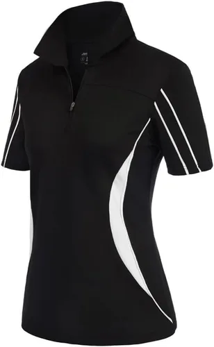 Vista 2 de JACK SMITH Polo de golf para mujer, con cremallera, absorbe la humedad, camisetas de tenis de manga corta, ajustadas, deportivas, tallas S-XXL