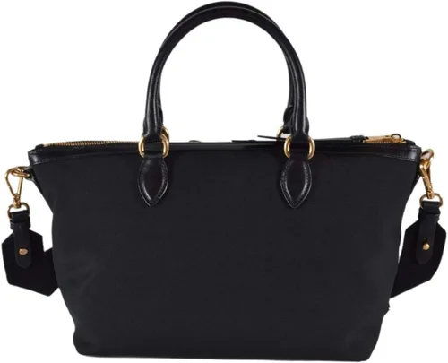 Vista 4 de Prada Bolso cruzado de lona negra jacquard con logotipo para mujer 1BA104, Negro