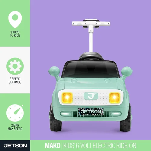 Vista 2 de Jetson Mako Niños Coche Eléctrico con Asistencia de Motor por Empuje, 3 Modos: Empuje, Conducción o Control Remoto, Velocidad Máxima de 3 mph