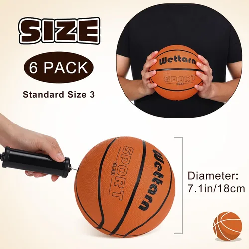 Vista 3 de Wettarn Rubber Training Basketball with Pump Street Ball Made for Teens Adults Indoor and Outdoor Game Gym Training Competition Basketball