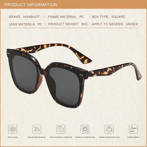 Vista 3 de HWABUOT Gafas de sol polarizadas para mujer y hombre, estilo clásico, retro, protección UV