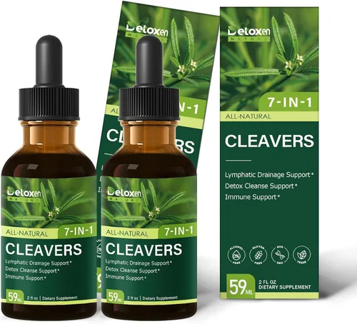 Vista 8 de Cleavers - Gotas de extracto de hierbas para apoyo de drenaje linfático, apoyo de limpieza desintoxicante con cola de caballo de diente de león.
