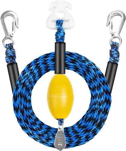 Vista 8 de Arnés de remolque autocentrante para deportes acuáticos con bola de espuma, arnés de remolque de barco resistente con 2 jinetes permanentes de acero