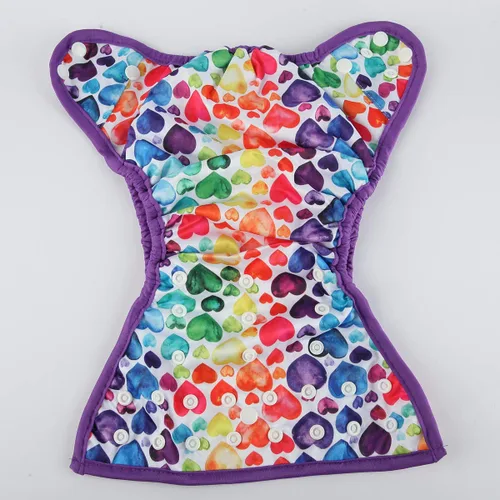 Vista 3 de Pañal para bebé, talla única, 10 libras a 36 libras para niñas (corazones arcoíris)